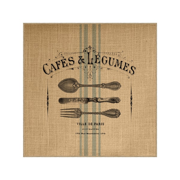 Cafe Grainsack Burlap Panel, Reproduction Printed Fabric