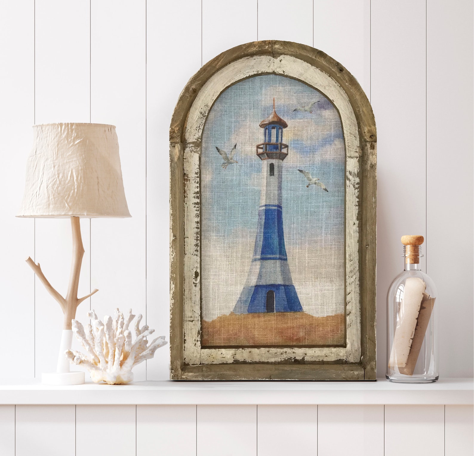 Lighthouse Wall Art | 14" X 22" | Coastal Bathroom Decor | Nautical ...