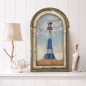 Lighthouse Wall Art | 14&quot; x 22&quot; | Coastal Bathroom Decor | Nautical Wall Decor | Handmade