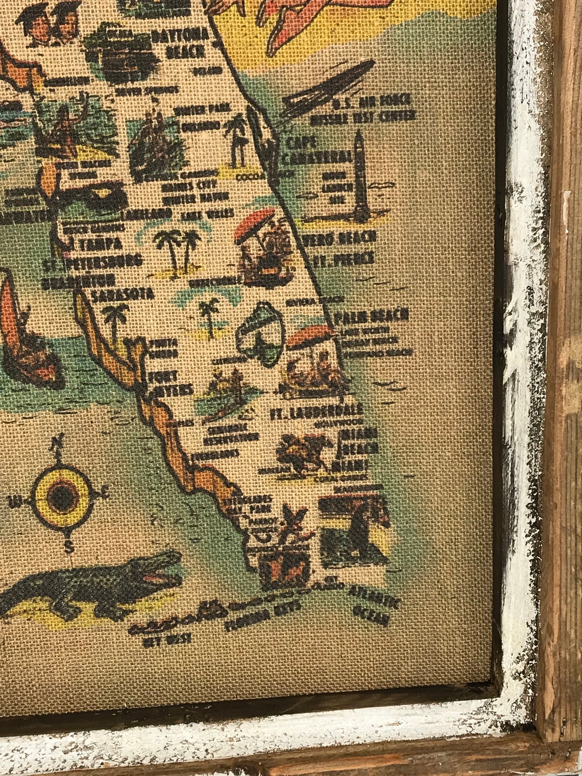 Florida Map Wall Art 18 X 30 Arch Window Frame Etsy