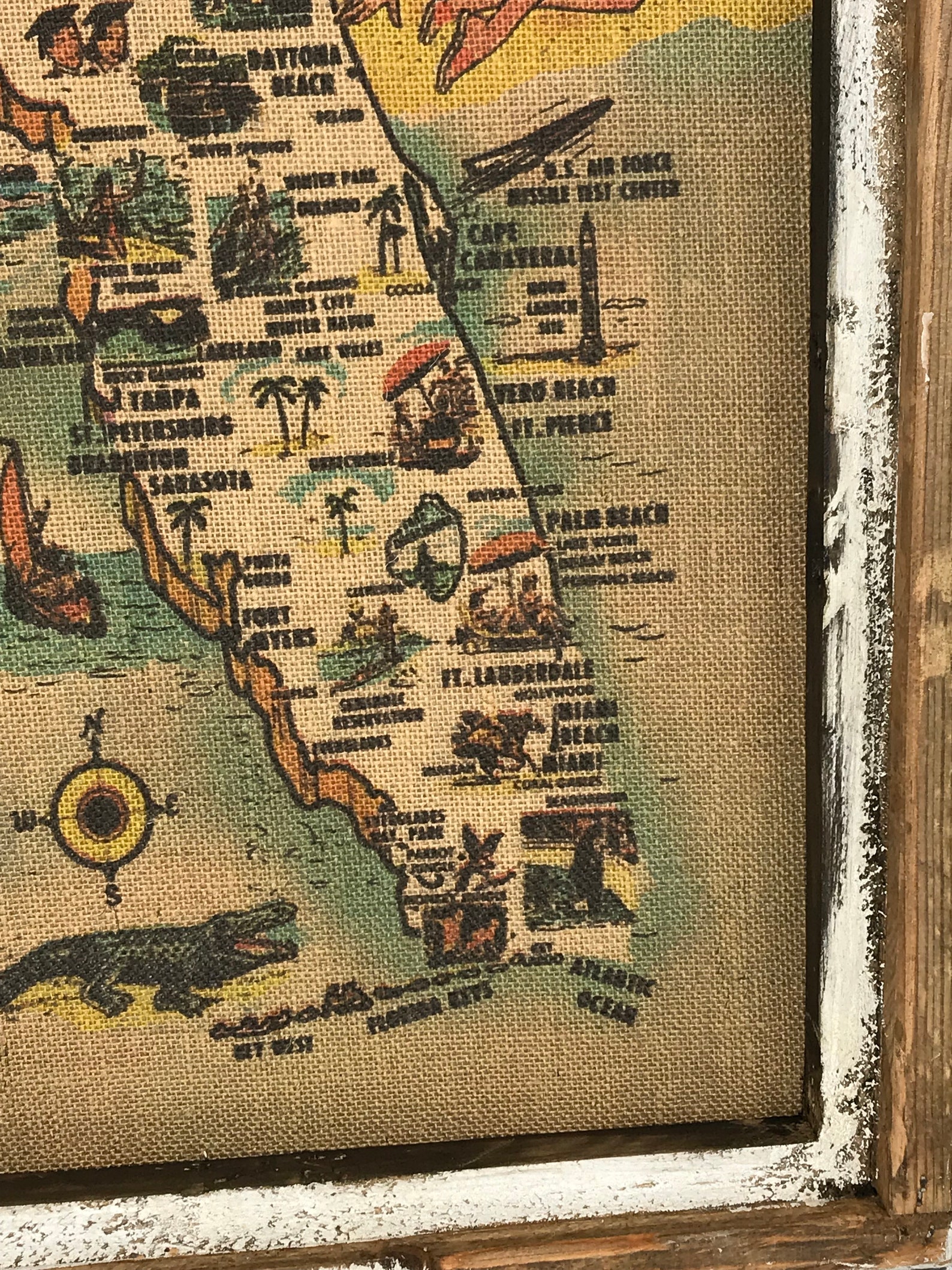 Florida Map Wall Art 18 X 30 Arch Window Frame Etsy