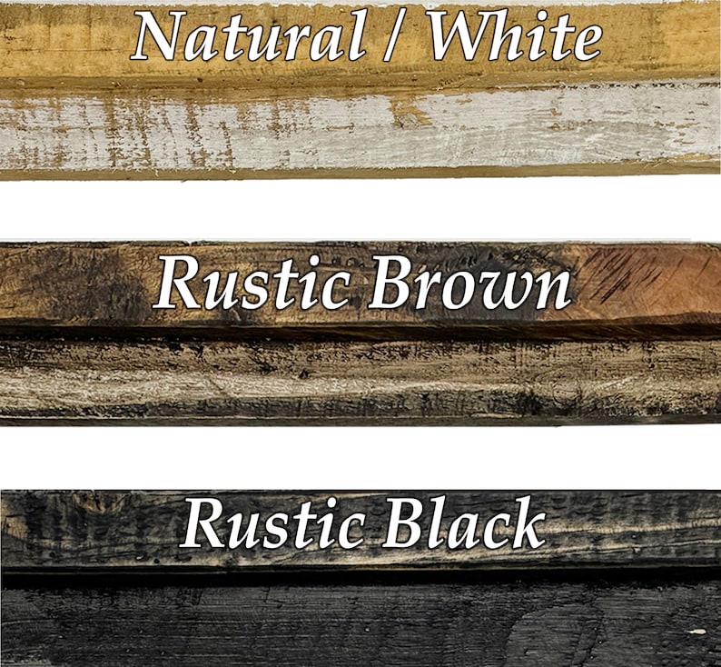 a group of wooden signs that say rustic brown, rustic black, natural white,