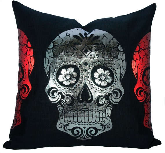 Items similar to Sugar Skull Pillow, Decorative Throw Pillow, Day of