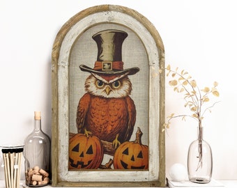 Owl Wall Art | Witchy Halloween Decor | Farmhouse Wall Art | Gothic Wall Decor | Eclectic Framed Art | 14" x 22"