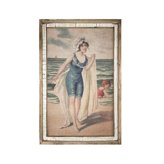 Vintage Beach Wall Art 24 X 36 Coastal Wall Etsy