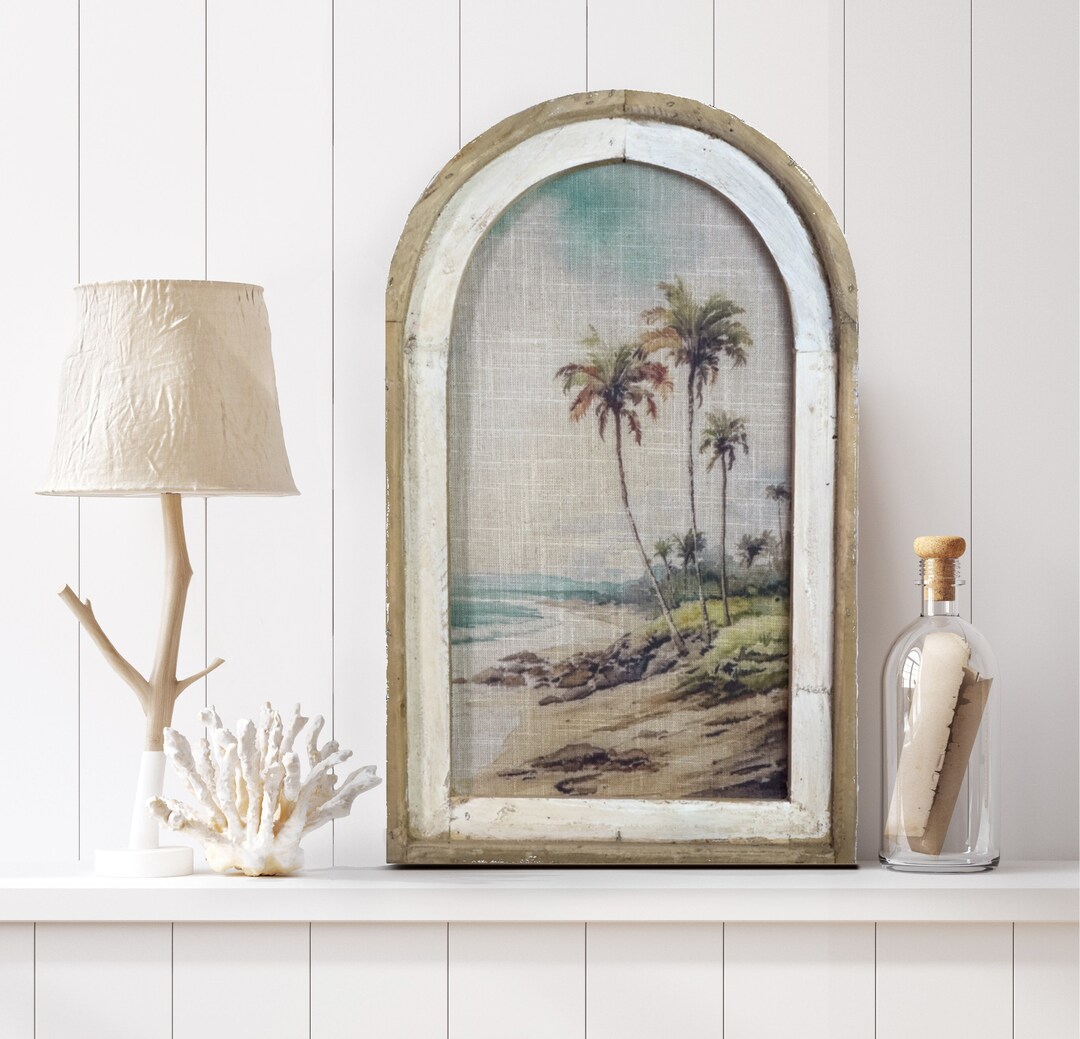 Coastal Landscape Wall Decor Wall Art Bathroom Wall Decor Linen & Wood