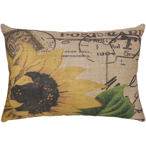 Sunflower Burlap Pillow French Script French Farmhouse Etsy