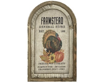 Thanksgiving Wall Art | 14" x 22" | Arch Window Frame | Handmade Wall Hanging | Fall Decor | Kitchen Wall Art