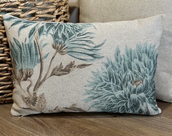 Botanical Lumbar Pillow | Floral Decor | Eclectic Throw Pillow | Linen & Cotton Blend | 18" W x 12" H |