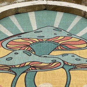 Groovy Mushrooms Wall Decor | 14" x 22" | Handmade Eclectic Wall Art | Linen & Wood Wall Hanging | image 5