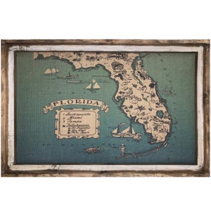 Florida Map Wall Art | 24" x 36" | Window Frame | Coastal Decor | Florida Decor |