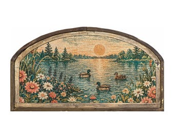 Lake Cottage Wall Art | 20" x 36" | Coastal Lodge Arched Wall Decor | Lake Wall Art | Coastal Living Room Decor |