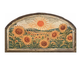 Sunflower Framed Wall Art | 36" x 20" Farm Chickens | Wildflower Farmhouse Decor for Living Room | Gift for Mom | Solid Wood Frame