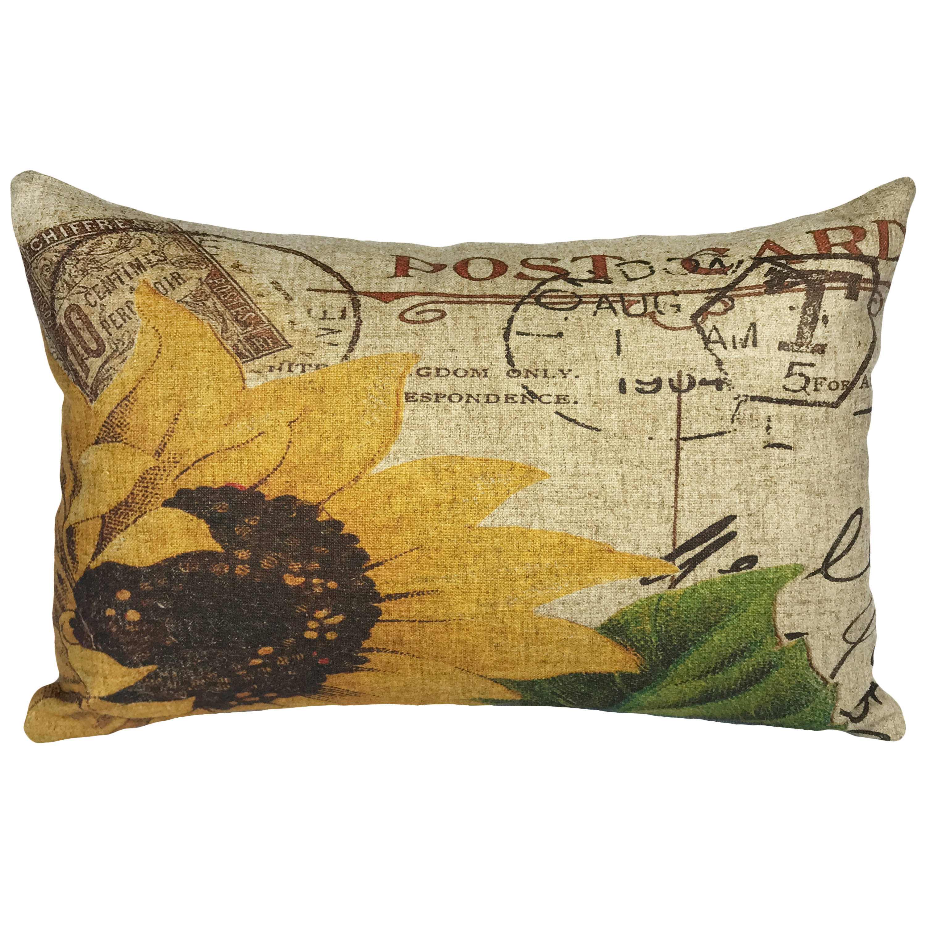 Sunflower Throw Pillow Linen Lumbar Pillow Cottage Etsy