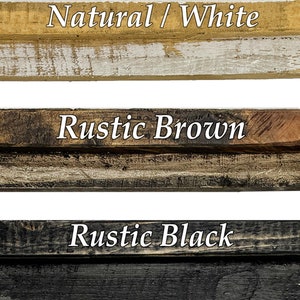 a group of wooden signs that say rustic brown, rustic black, natural white,