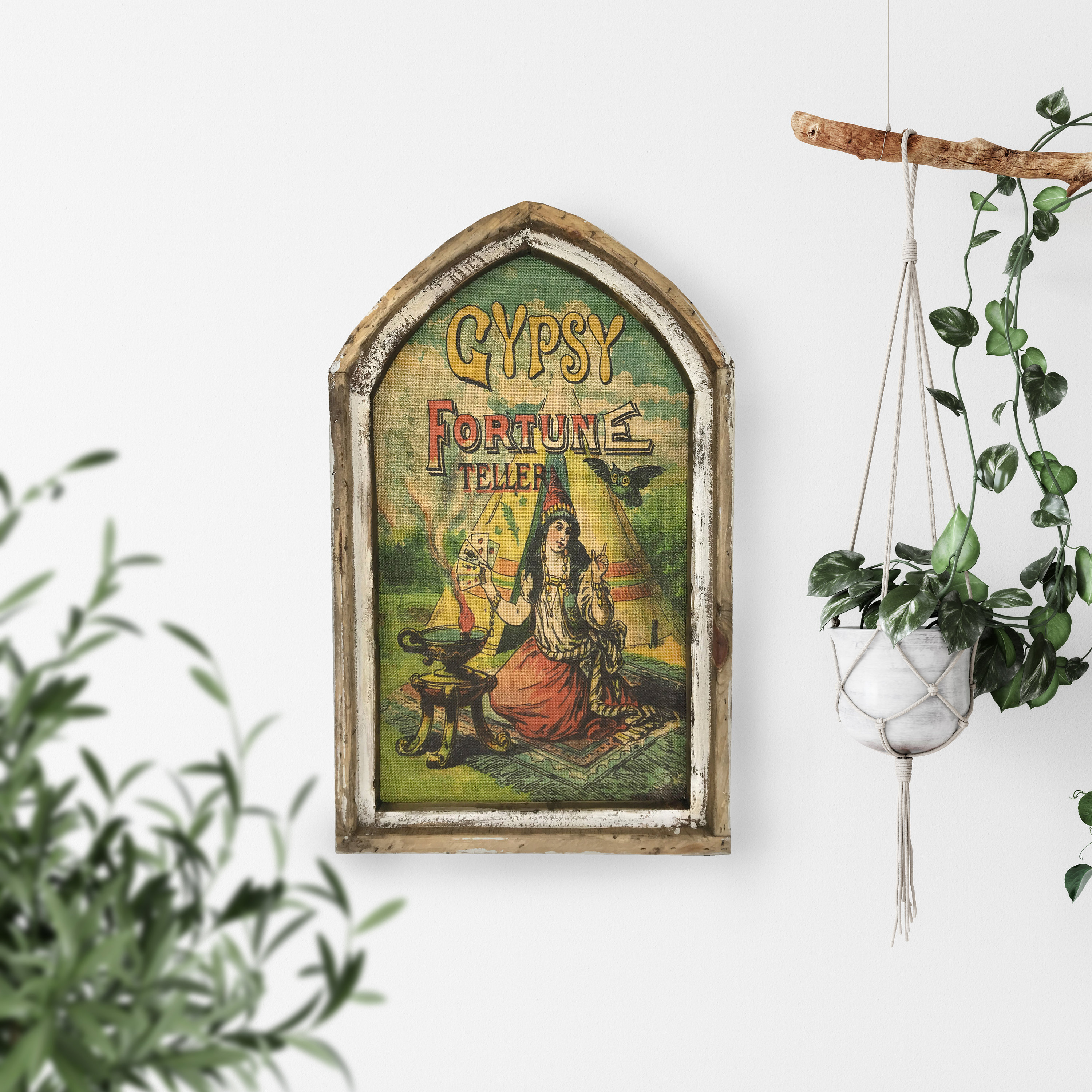 Fortune Teller Wall Art 18 x 30 Arch Window Frame