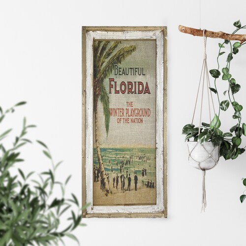 Florida Postcard Wall Art 24 X 36 Window Frame Etsy
