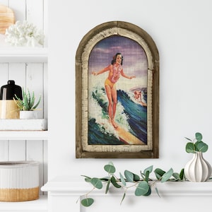 Surfer Wall Art | 14" x 22" | Bathroom Decor | Coastal Wall Decor I Hawaii Home Decoration