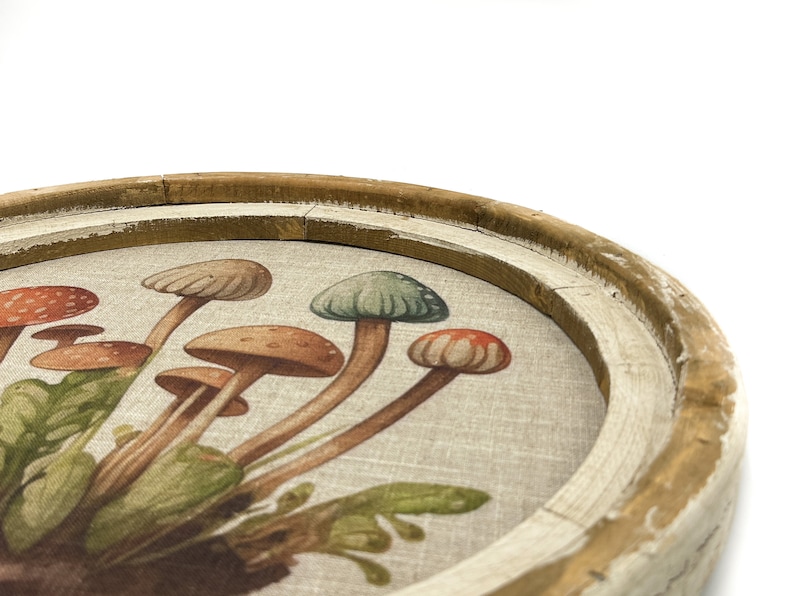 Mushroom Wall Decor | 20" x 20" | Woodland Wall Decor | Linen & Wood Handmade Art | Eclectic Decor | Floral bild 6