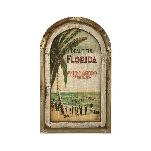 Florida Map Wall Art 14 X 22 Arch Window Frame Etsy