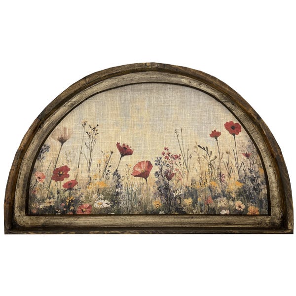 Art mural fleurs sauvages | 30 x 18 po. | Art botanique | Décoration murale bohème | Lin et bois | Décoration de ferme | Fleurs de printemps