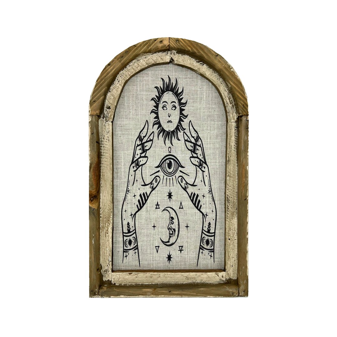 Psychic Wall Art 14 x 22 Arch Window Frame Linen Wall Hanging Eclectic ...