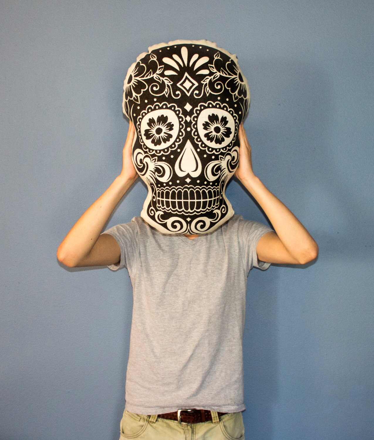 Sugar Skull Pillow Plush Skull Pillow Day Of The Dead Cushion Dia