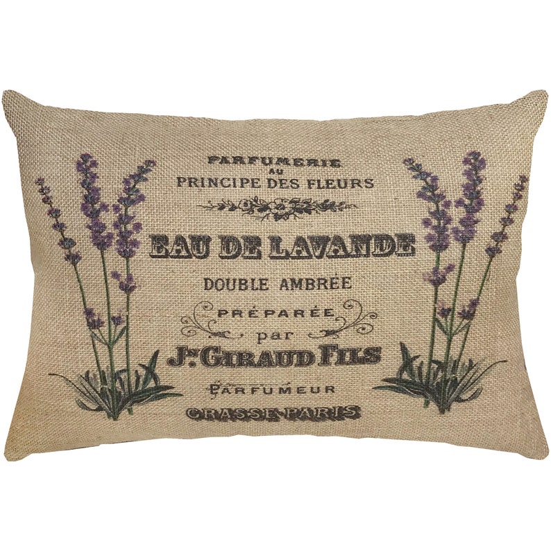 Lavender Pillow Burlap Pillow French Country Lumbar Pillow Etsy