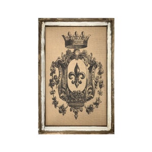 Fleur De Lis Wall Art / 24" x 36" / Decoración de pared de granja francesa / Decoración de casa de campo /