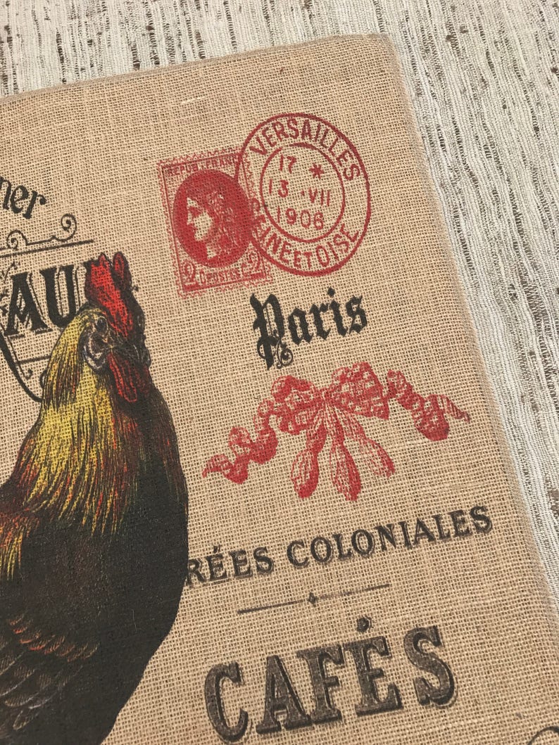 Chicken Burlap Panel Grainsack Printed Fabric