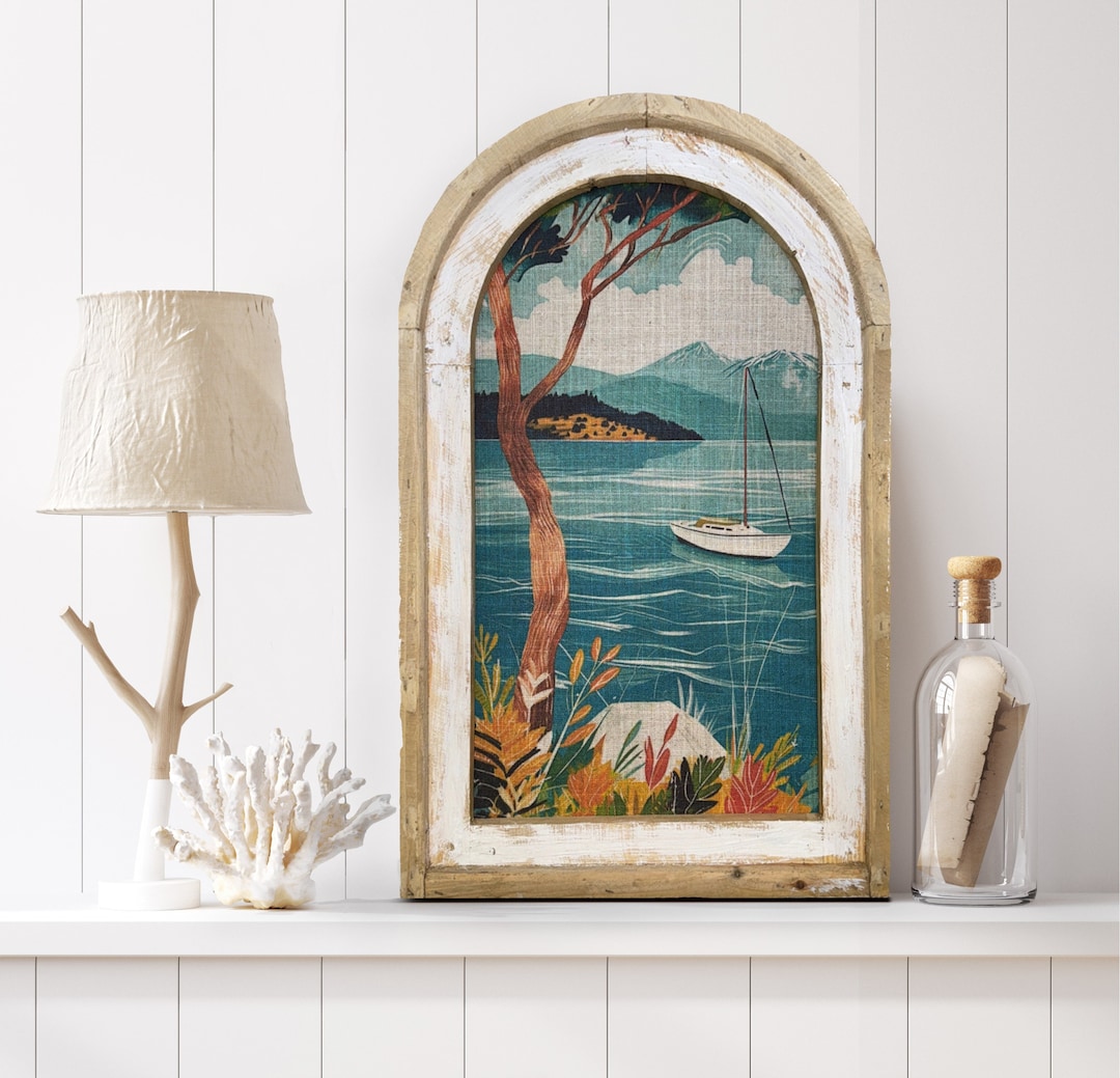Sailing Wall Decor Coastal Wall Decor Lake Wall Decor Watercolor Frame