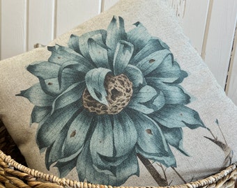 Floral Throw Pillow | Botanical Decor | Eclectic Cushion | Linen & Cotton Blend |