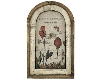 Spring Wall Decor | Farmhouse Decor | Arch Window Frame | Linen Wall Hanging | Botanicals