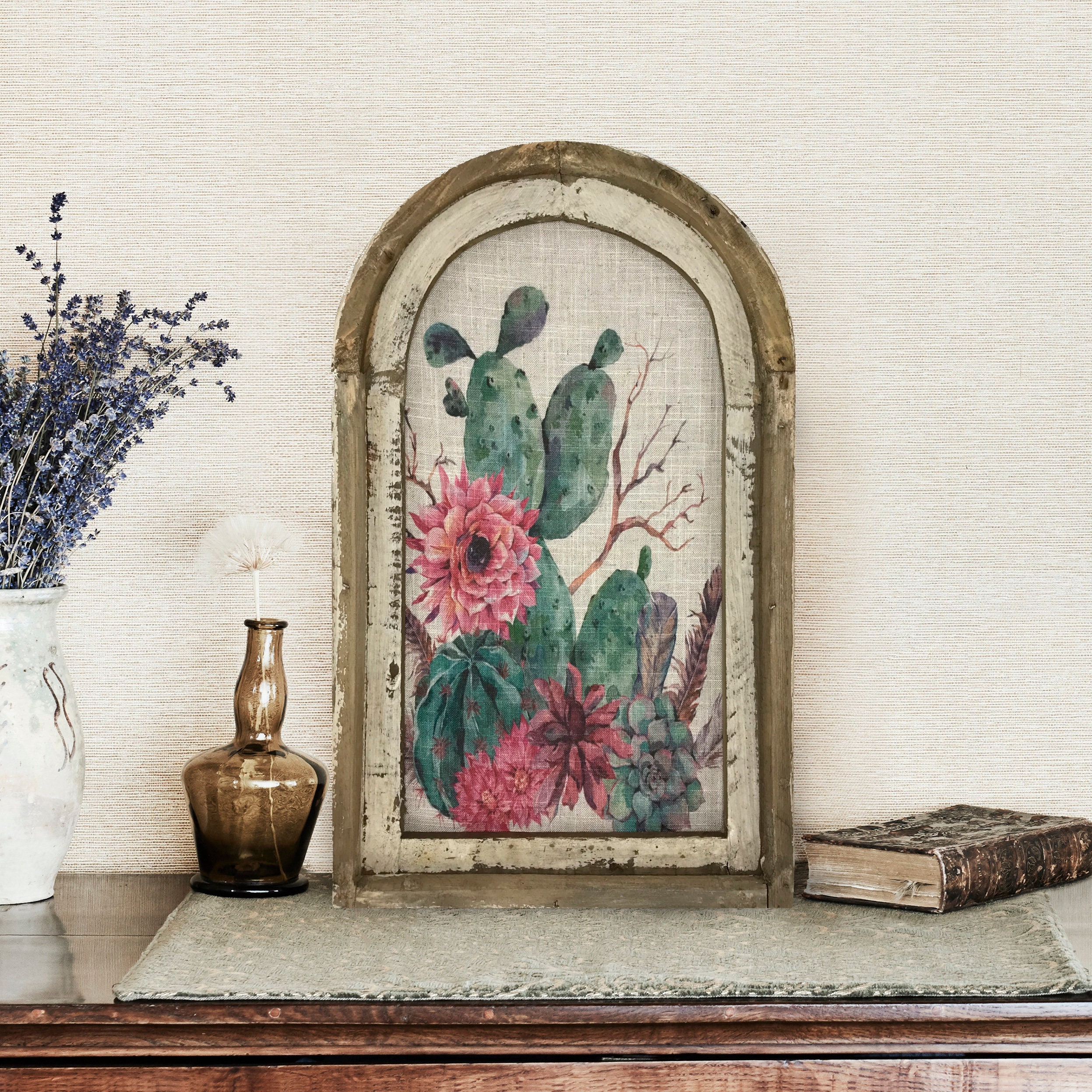 Cactus Wall Art | 14" x 22" | Arch Window Frame | Bohemian Wall Hanging | Eclectic Decor