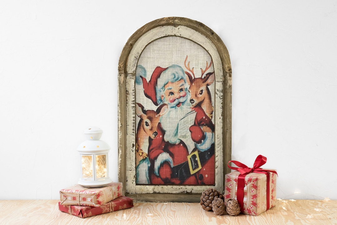 Christmas Santa Wall Decor 14 X 22 Christmas Wall Art Winter Wall Hanging Farmhouse Xmas Decor