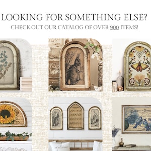 May include: A collection of framed wall art featuring various nature-inspired designs. The art pieces are in a rustic style with a distressed wood frame and a white background. The designs include a sunflower, a butterfly, a bird, and a floral arrangement.