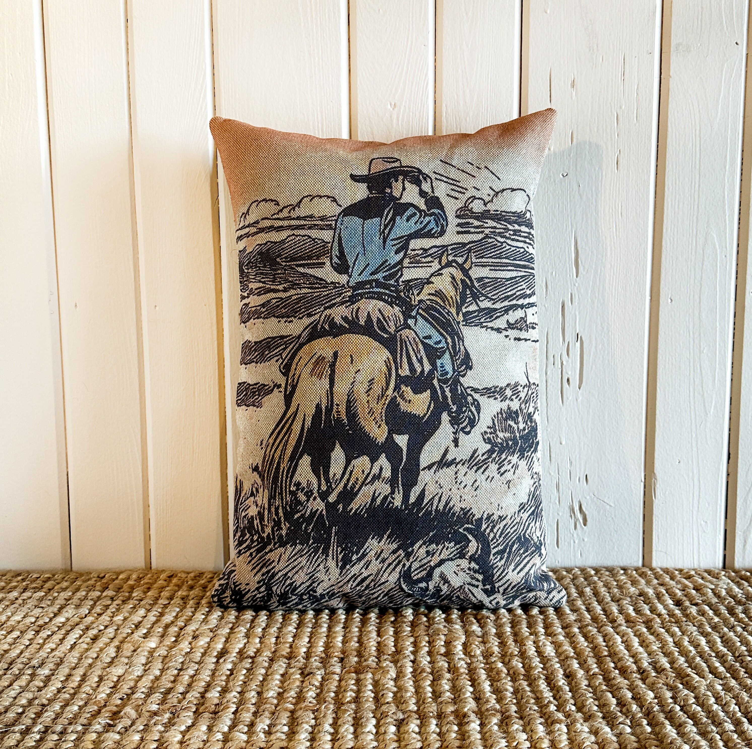 Embroidered Horse Western Pillow- Southwestern Decor