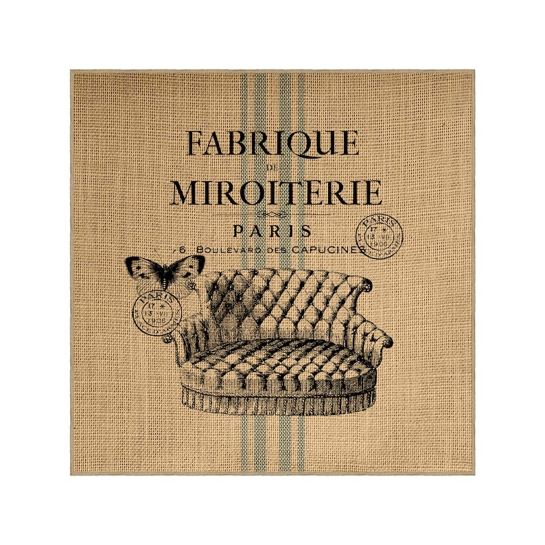 French Grain Sack Burlap Panel Reproduction Printed Fabric
