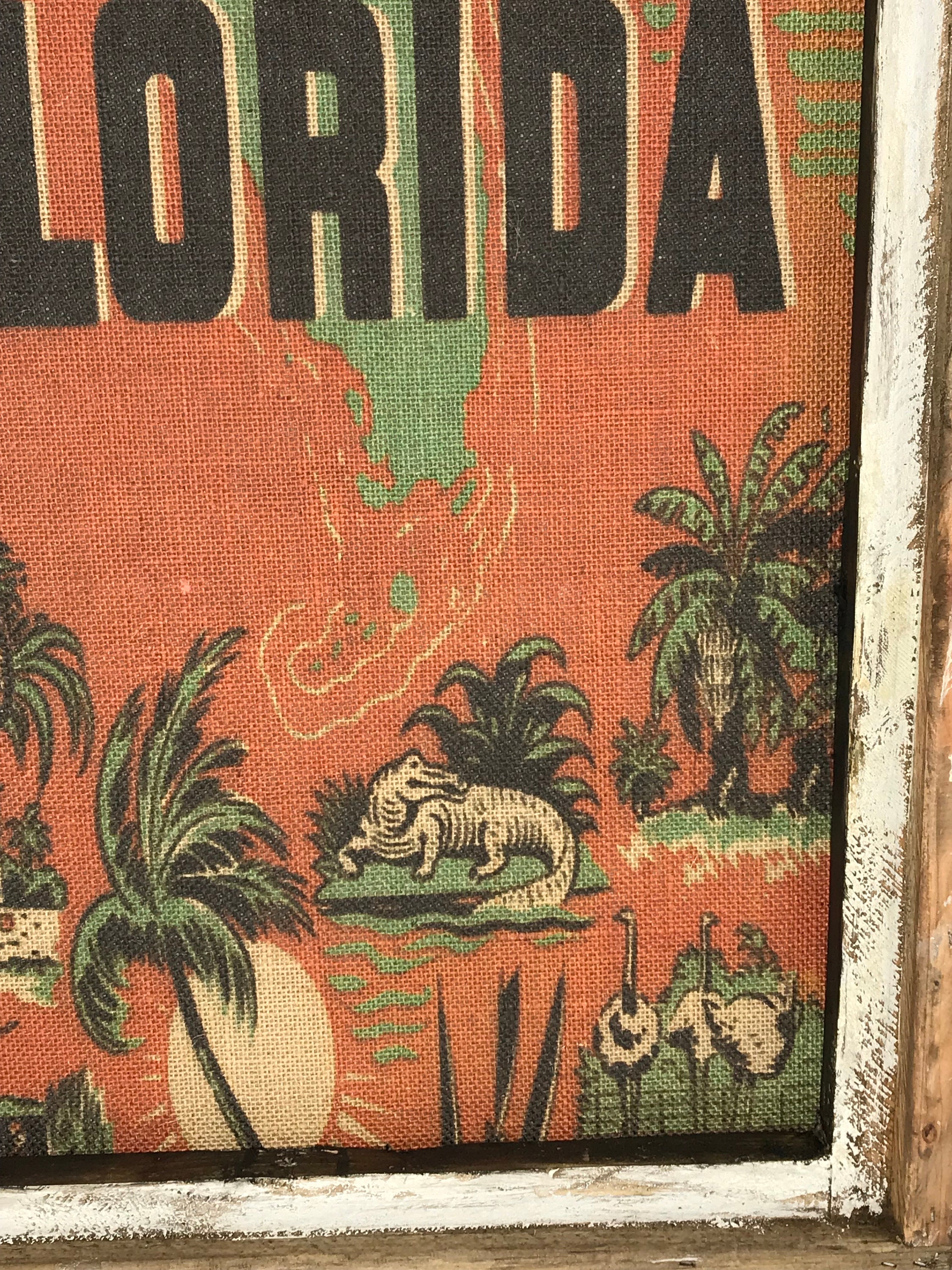 Florida Wall Art 18 x 30 Arch Window Frame Burlap Wall Hanging