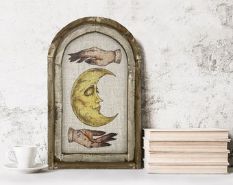 Half Moon Wall Art | 14" x 22" | Arch Window Frame | Linen Wall Hanging | Eclectic Decor | Psychic