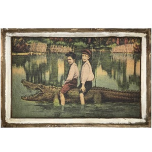 Alligator Wall Art | 24" x 36" | Window Frame | Alligator Decor | Florida Postcard Decor |