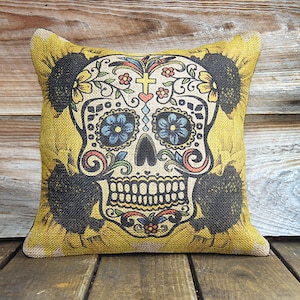 Sugar Skull Pillow, Decorative Throw Pillow, Day of the Dead, Día de los Muertos
