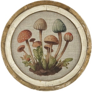 Mushroom Wall Decor | 20" x 20" | Woodland Wall Decor | Linen & Wood Handmade Art | Eclectic Decor | Floral bild 8