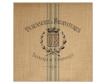French Grain Sack Burlap Panel, Reproduction Printed Fabric