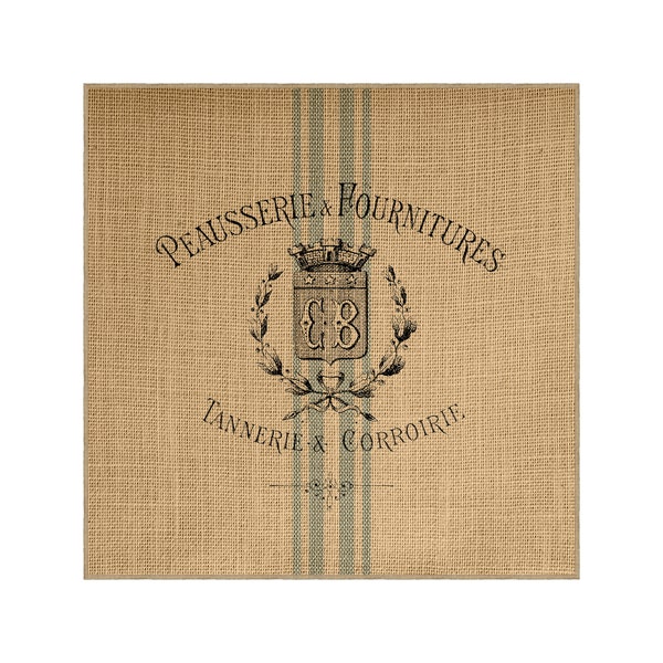 French Grain Sack Burlap Panel, Reproduction Printed Fabric