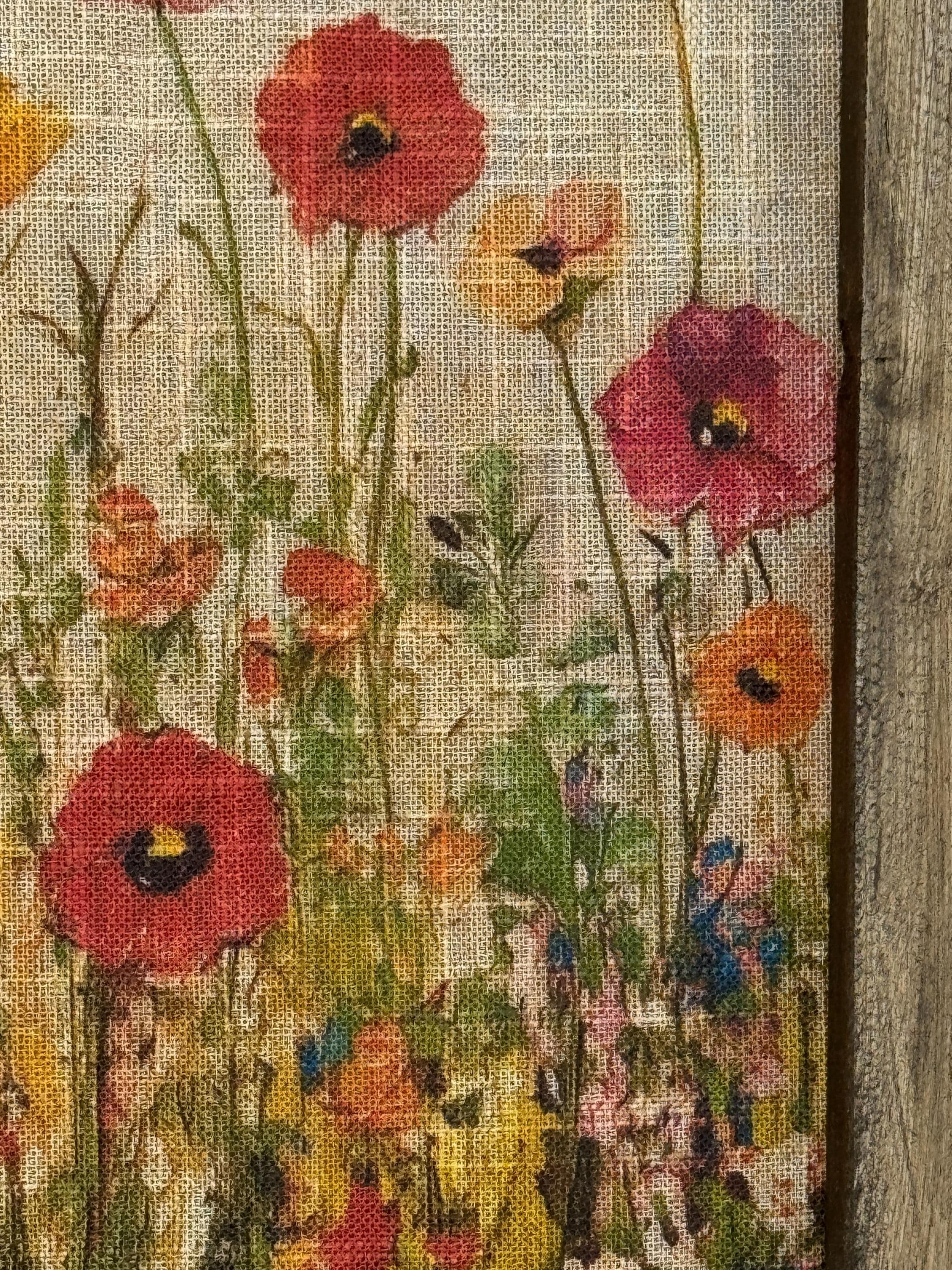 Flower Art in Arched Wood Frame | Farmhouse Botanical Wall Decor