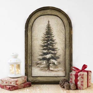 Framed Christmas Tree Wall Art | 14" x 22" | Farmhouse Christmas Wall Decor | Winter Wall Hanging | Farmhouse Xmas Decor |