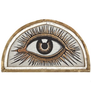 Eye Wall Art | 30" x 18" | Eclectic Wall Decor | Linen & Burlap Handmade Art | Mid Century Decor | Boho
