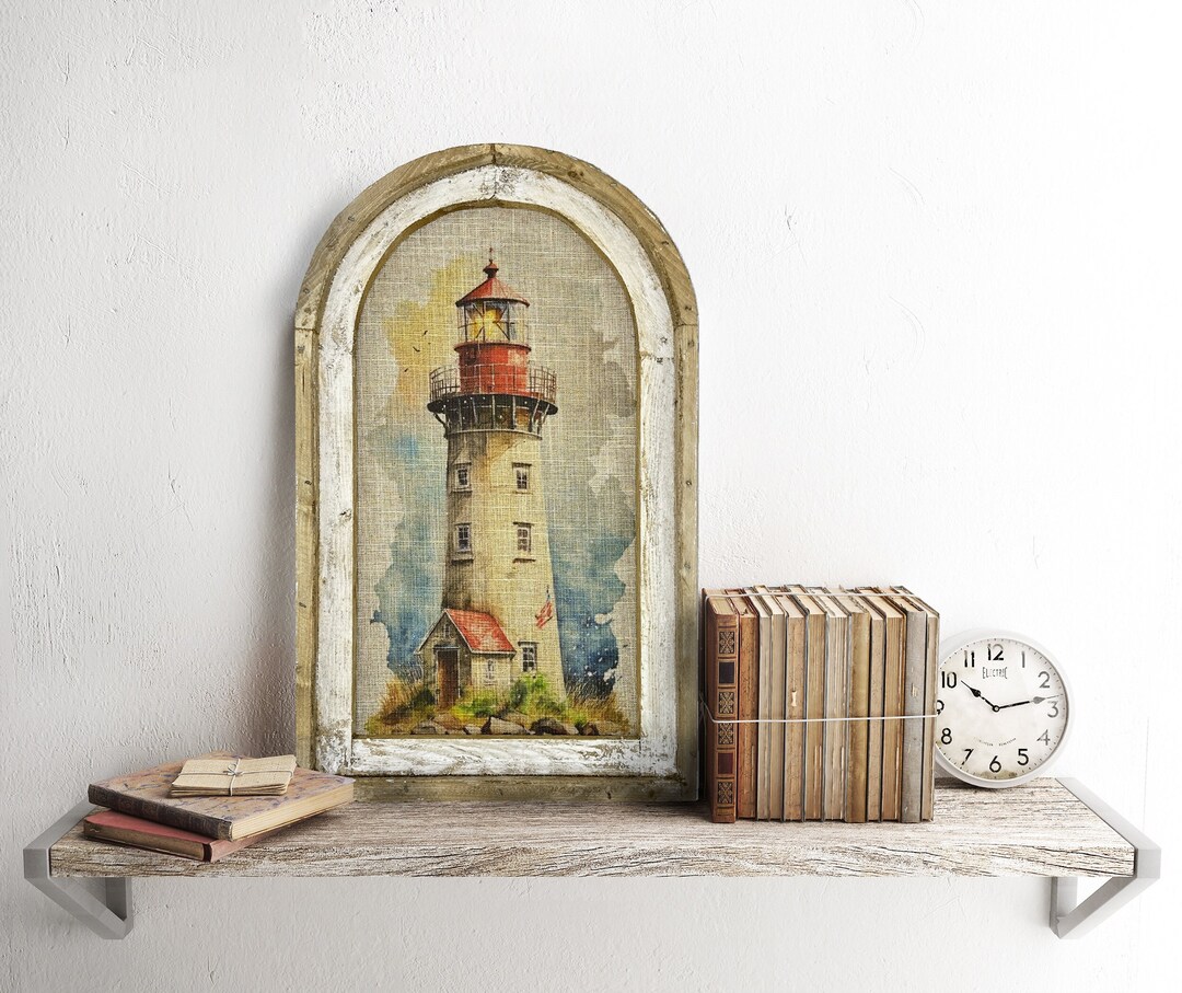Lighthouse Wall Art | 14" X 22" | Coastal Bathroom Decor | Nautical