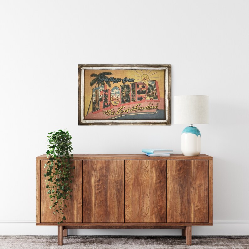 Florida Postcard Wall Art 24 x 36 Window Frame Etsy